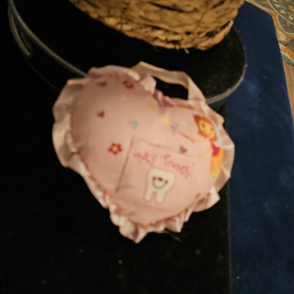 Pink Heart-Shaped Tooth Fairy Pillow